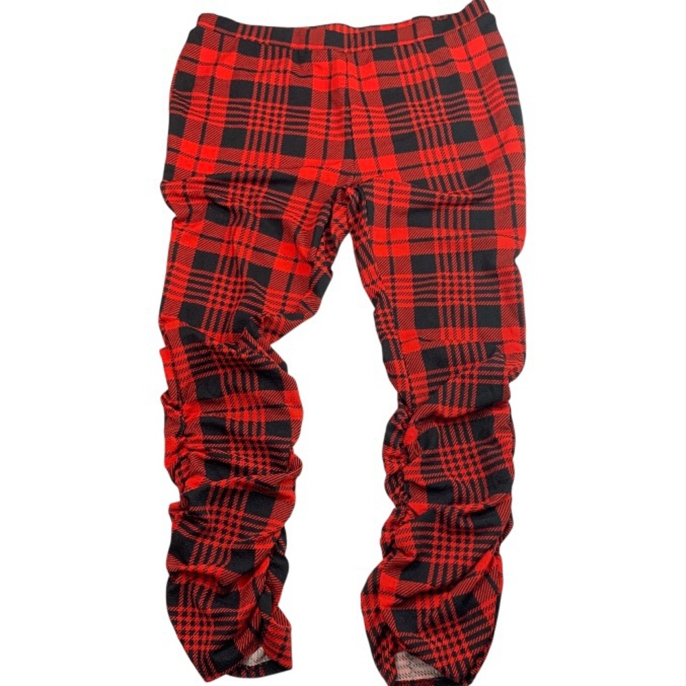 SHEIN Curve Plaid  Ruched Calf Pants Sz 4XL